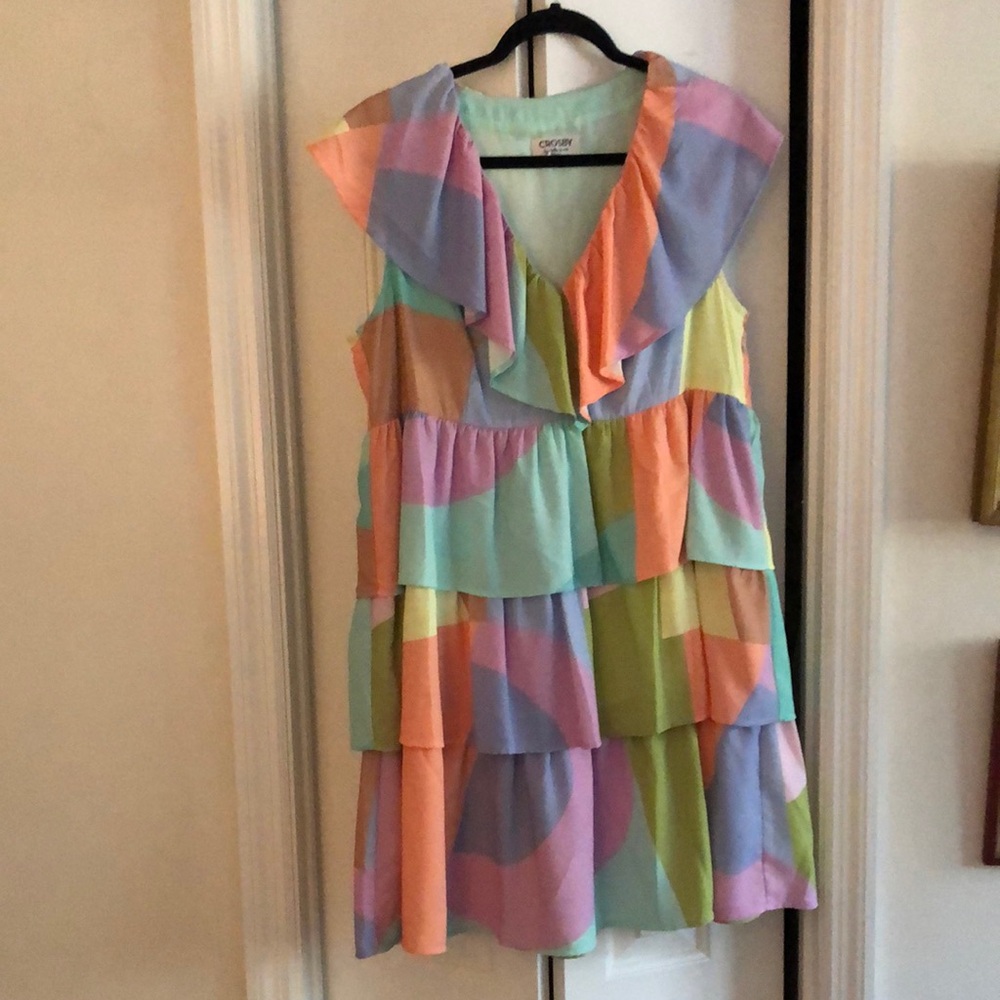 CROSBY by Mollie Burch Pastel Multicolor Tiered Ruffle Dress